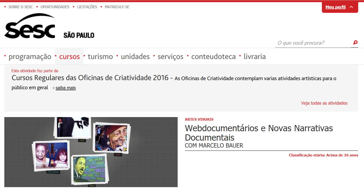Curso do Sesc Pompeia sobre webdocumentários, com Marcelo Bauer